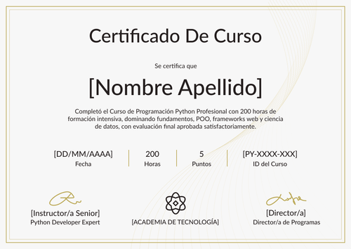 Modelo de certificado de curso editable online – Horizontal Modelo de certificado de curso editable online – Horizontal