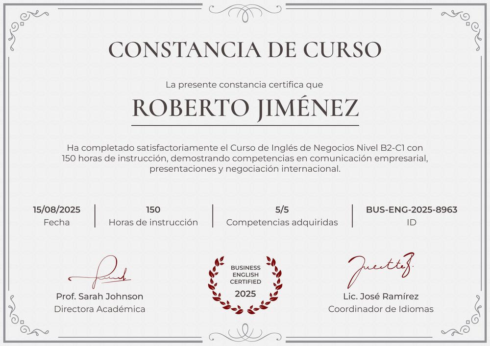 Modelo de certificado de curso formal y armonioso – Horizontal Modelo de certificado de curso formal y armonioso – Horizontal