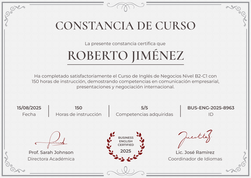 Modelo de certificado de curso formal y armonioso – Horizontal Modelo de certificado de curso formal y armonioso – Horizontal