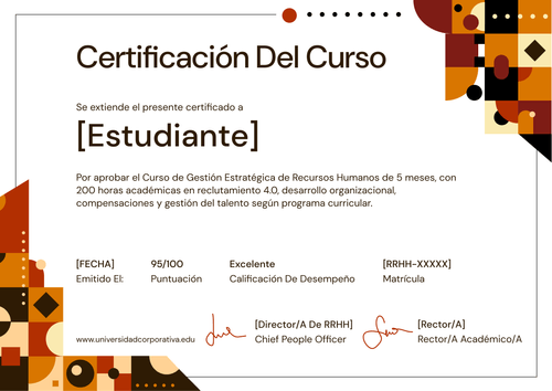 Modelo de certificado de curso único – Horizontal Modelo de certificado de curso único – Horizontal