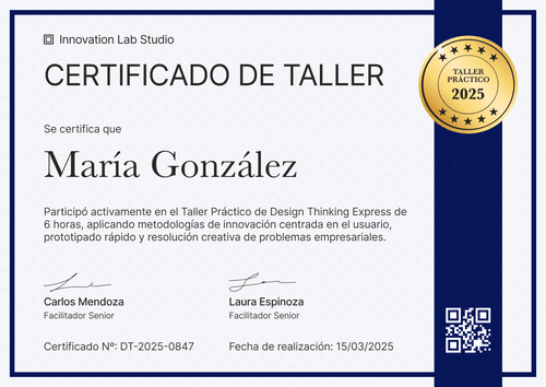 Modelo de certificado de taller profesional – Horizontal Modelo de certificado de taller profesional – Horizontal
