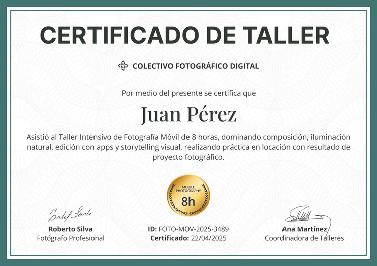 Modelo de certificado de taller flexible y profesional Modelo de certificado de taller flexible y profesional