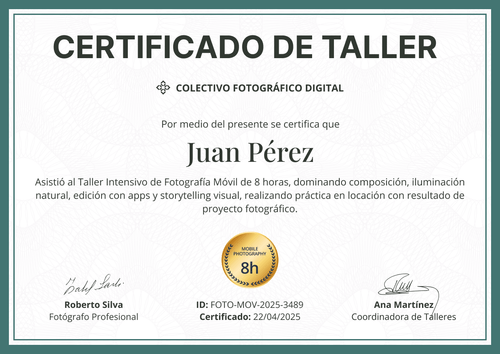 Modelo de certificado de taller flexible y profesional – Horizontal Modelo de certificado de taller flexible y profesional – Horizontal