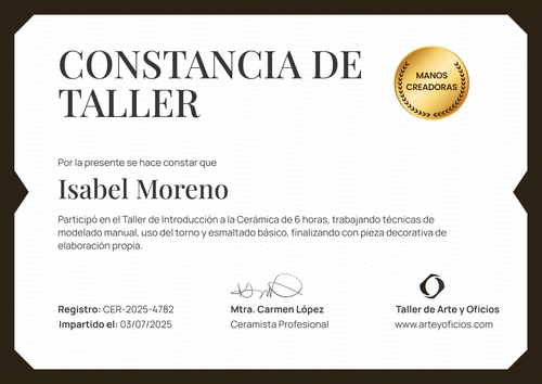 Modelo de certificado de taller personalizable – Horizontal Modelo de certificado de taller personalizable – Horizontal