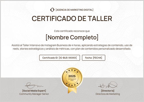 Descarga modelo de certificado de taller organizado - Horizontal Descarga modelo de certificado de taller organizado - Horizontal