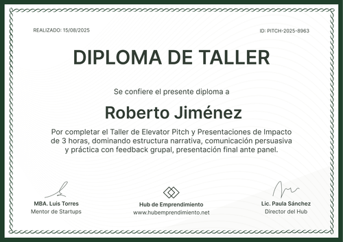 Modelo de certificado de taller sencillo y profesional – Horizontal Modelo de certificado de taller sencillo y profesional – Horizontal