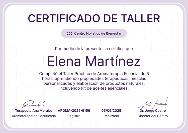 Modelo de certificado de taller fresco y profesional Modelo de certificado de taller fresco y profesional