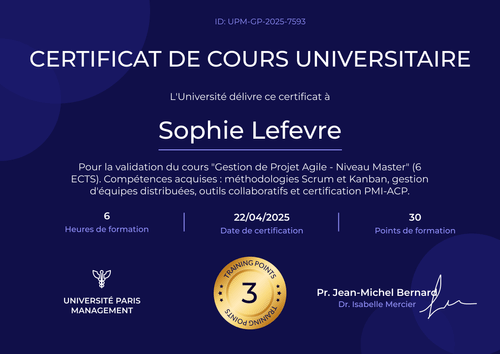 Modèle certificat de cours – Paysage Modèle certificat de cours – Paysage