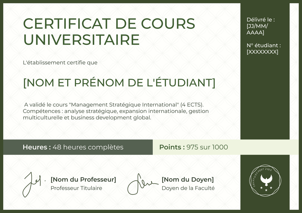 Modèle certificat de cours inspirant et formel – Paysage Modèle certificat de cours inspirant et formel – Paysage