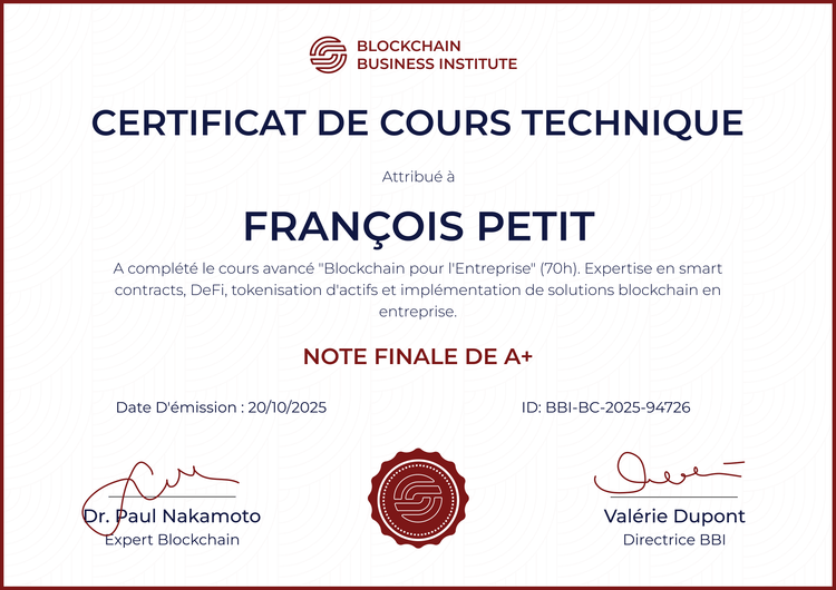Modèle certificat de cours minimaliste et formel Modèle certificat de cours minimaliste et formel