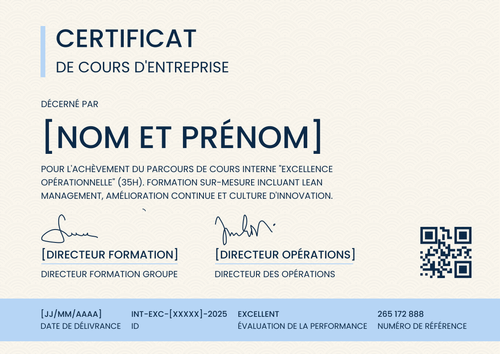 Certificat de cours interne – Paysage Certificat de cours interne – Paysage