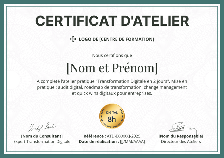 Certificat atelier flexible et professionnel Certificat atelier flexible et professionnel