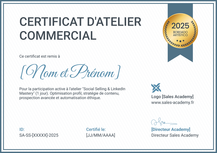 Certificat atelier minimaliste et professionnel Certificat atelier minimaliste et professionnel