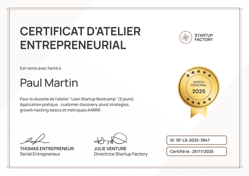 Modèle certificat atelier automatisé – Paysage Modèle certificat atelier automatisé – Paysage