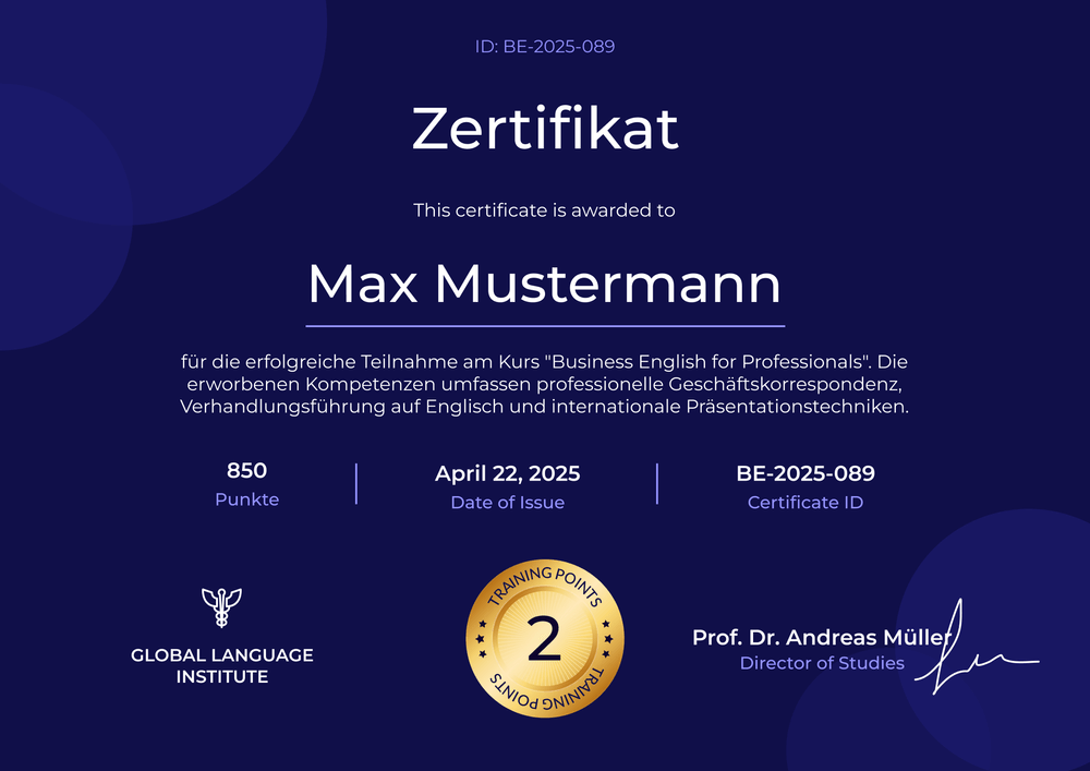 Professionelle Kurszertifikat Vorlage – Querformat Professionelle Kurszertifikat Vorlage – Querformat