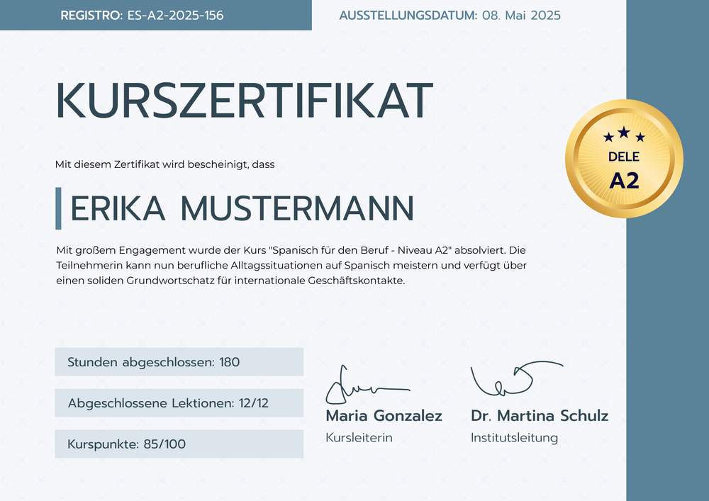 Kurszertifikat Vorlage – Querformat Kurszertifikat Vorlage – Querformat