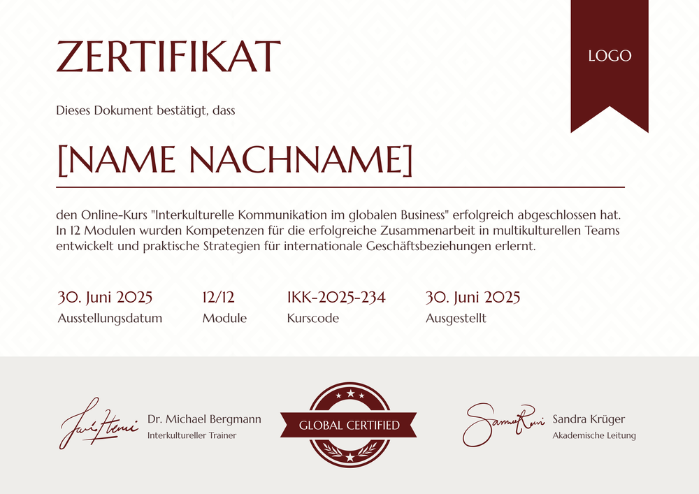 Professionelle Kurszertifikat Vorlage – Querformat Professionelle Kurszertifikat Vorlage – Querformat