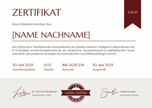 Professionelle Kurszertifikat Vorlage – Querformat Professionelle Kurszertifikat Vorlage – Querformat
