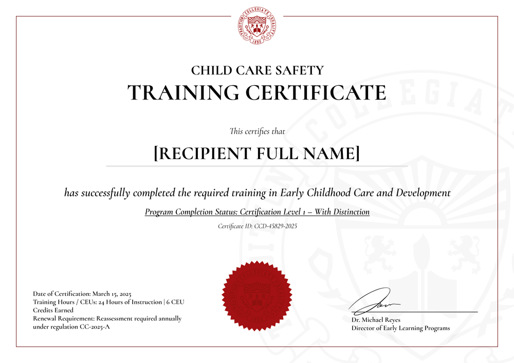 Free Child Care Training Certificate Template for Educators - Landscape Free Child Care Training Certificate Template for Educators - Landscape