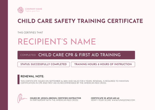Modern Child Care Training Certificate – Landscape Modern Child Care Training Certificate – Landscape