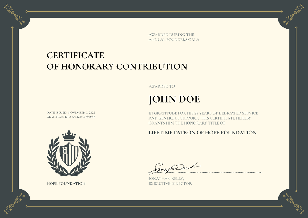Professional Honorary Certificate Template to Edit for Free - Landscape Professional Honorary Certificate Template to Edit for Free - Landscape