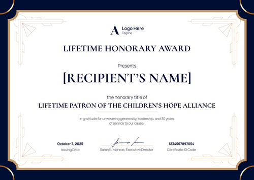 Bold Honorary Certificate Template — Landscape Bold Honorary Certificate Template — Landscape