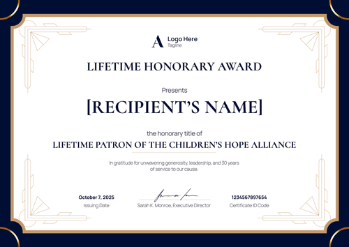 Bold Honorary Certificate Template — Landscape Bold Honorary Certificate Template — Landscape