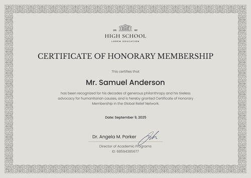 Free Grey Honorary Certificate Template - Landscape Free Grey Honorary Certificate Template - Landscape