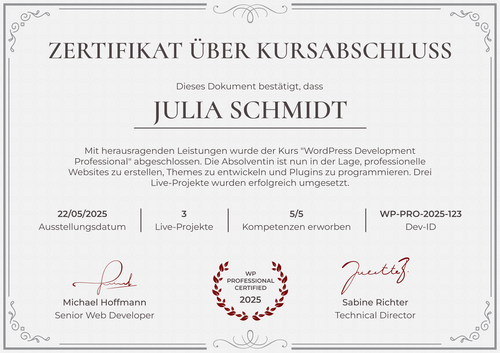 Kurszertifikat Vorlage – Querformat Kurszertifikat Vorlage – Querformat