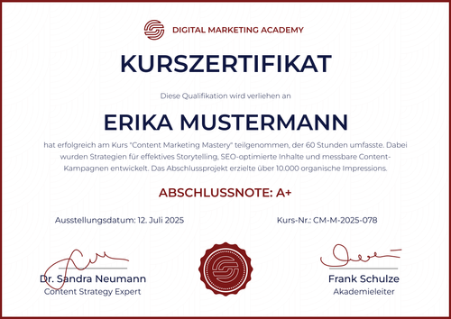 Kurszertifikat Vorlage – Querformat Kurszertifikat Vorlage – Querformat