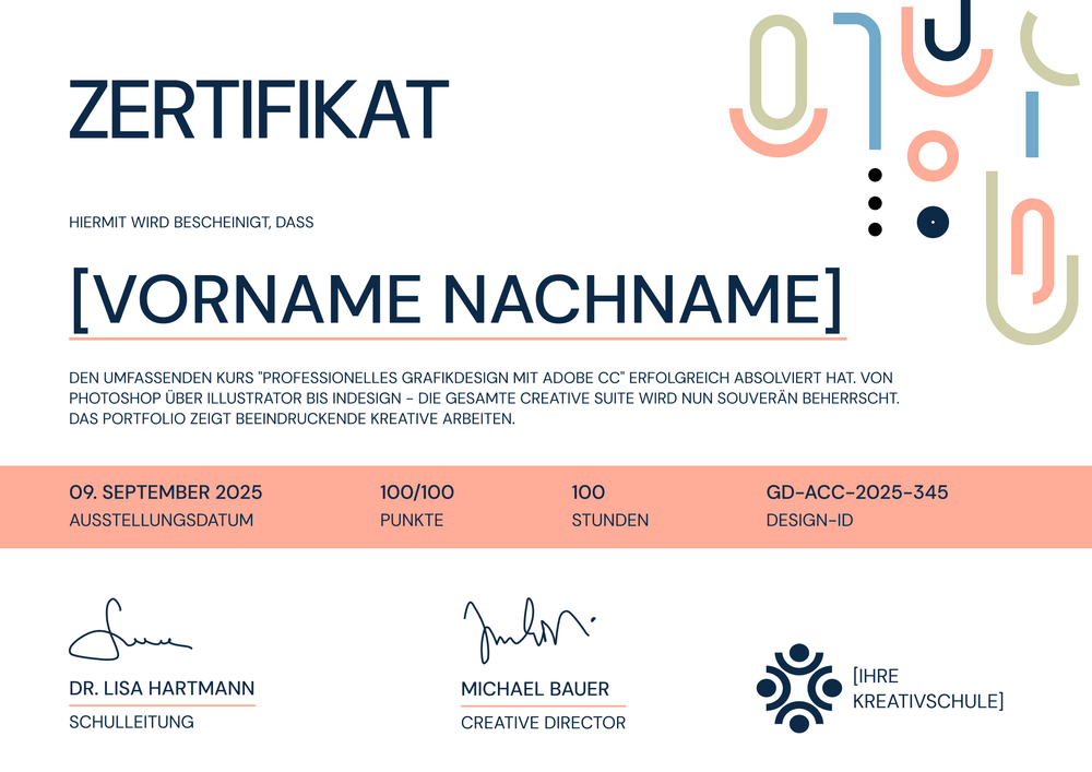 Kurszertifikat Vorlage – Querformat Kurszertifikat Vorlage – Querformat
