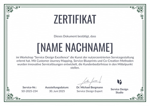 Service Design Zertifikat Workshop Vorlage – Querformat Service Design Zertifikat Workshop Vorlage – Querformat