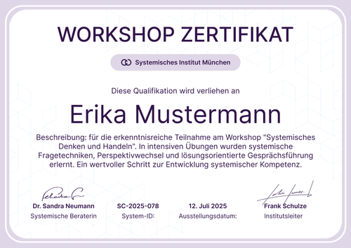 Zertifikat Workshop Vorlage online anpassen - Querformat Zertifikat Workshop Vorlage online anpassen - Querformat