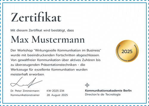 Zertifikat Workshop Vorlage online anpassen - Querformat Zertifikat Workshop Vorlage online anpassen - Querformat