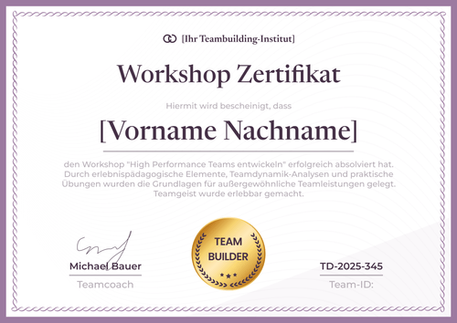 Team Development Zertifikat Workshop Vorlage gratis erstellen - Querformat Team Development Zertifikat Workshop Vorlage gratis erstellen - Querformat