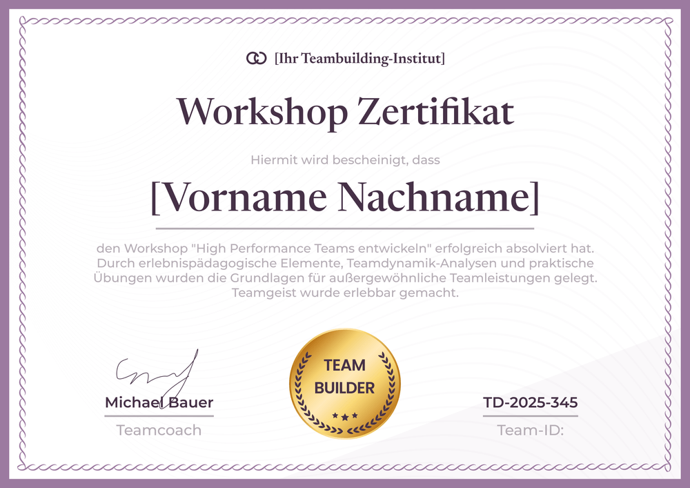 Team Development Zertifikat Workshop Vorlage gratis erstellen - Querformat Team Development Zertifikat Workshop Vorlage gratis erstellen - Querformat