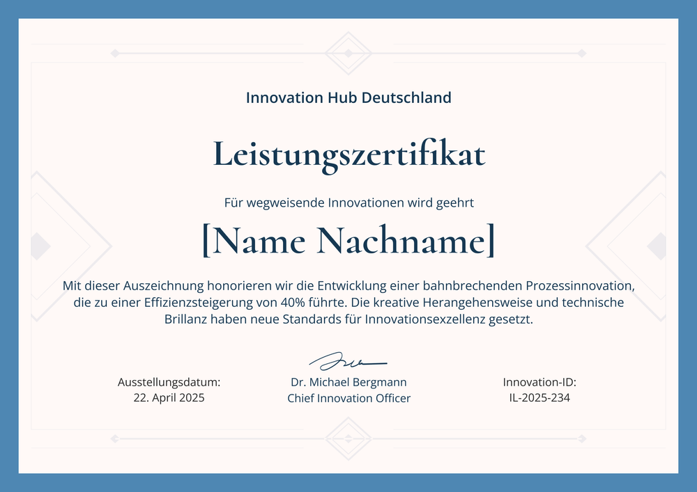 Schlichte Leistungszertifikat Vorlage für Innovation & Effizienz - Querformat Schlichte Leistungszertifikat Vorlage für Innovation & Effizienz - Querformat