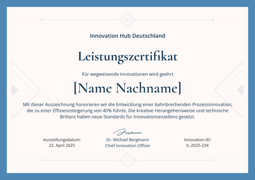 Schlichte Leistungszertifikat Vorlage für Innovation & Effizienz - Querformat Schlichte Leistungszertifikat Vorlage für Innovation & Effizienz - Querformat