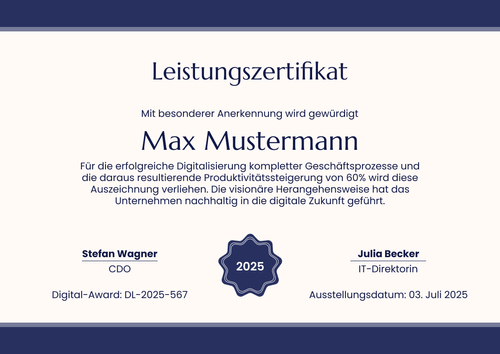 Vorlage für Leistungszertifikate – Querformat Vorlage für Leistungszertifikate – Querformat