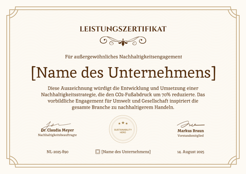 Formelle Leistungszertifikat Vorlage – Querformat Formelle Leistungszertifikat Vorlage – Querformat