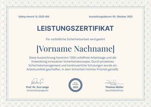 Leistungszertifikat Vorlage im edlen Design – Querformat Leistungszertifikat Vorlage im edlen Design – Querformat