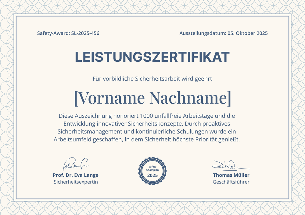 Leistungszertifikat Vorlage im edlen Design – Querformat Leistungszertifikat Vorlage im edlen Design – Querformat