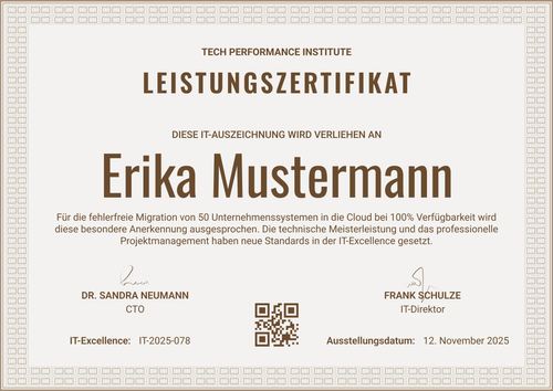 Formelle Leistungszertifikat Vorlage für IT‑Exzellenz – Querformat Formelle Leistungszertifikat Vorlage für IT‑Exzellenz – Querformat