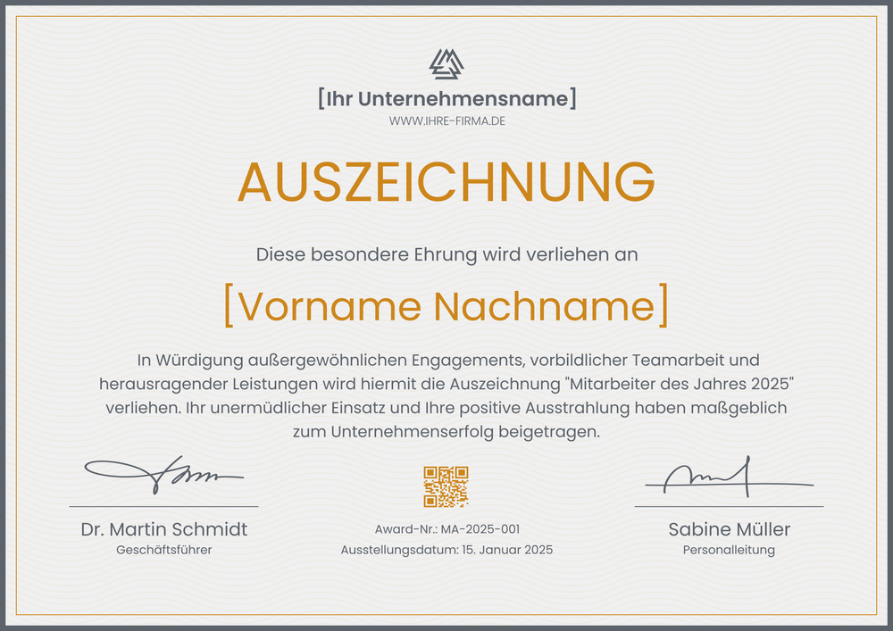 Formelle Auszeichnung Vorlage – Querformat Formelle Auszeichnung Vorlage – Querformat