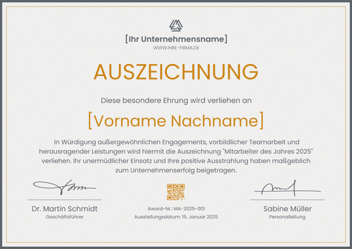 Formelle Auszeichnung Vorlage – Querformat Formelle Auszeichnung Vorlage – Querformat