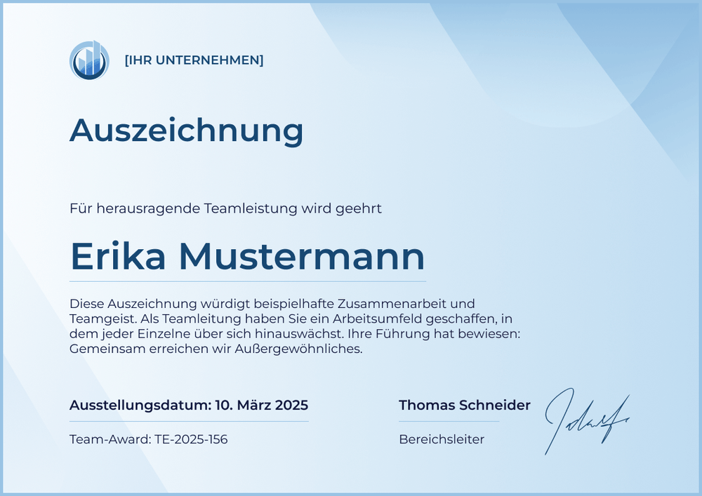 Auszeichnung Vorlage kostenlos für Mitarbeiter - Querformat Auszeichnung Vorlage kostenlos für Mitarbeiter - Querformat