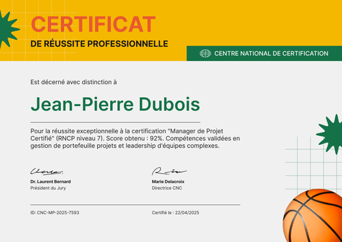 Certificat réussite sportive – Paysage Certificat réussite sportive – Paysage