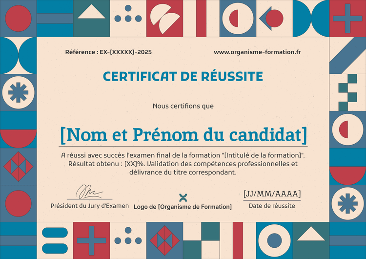 Certificat de réussite abstrait et élégant Certificat de réussite abstrait et élégant