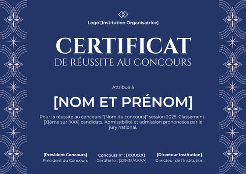 Certificat de réussite modèle académique – Paysage Certificat de réussite modèle académique – Paysage