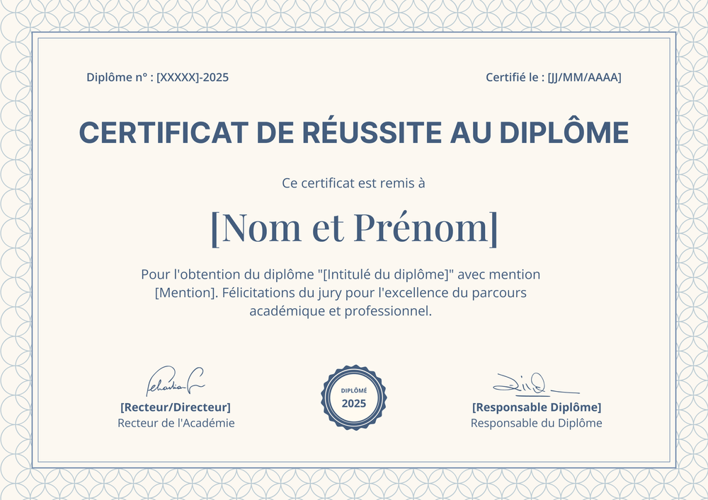Certificat de réussite modèle gala – Paysage Certificat de réussite modèle gala – Paysage